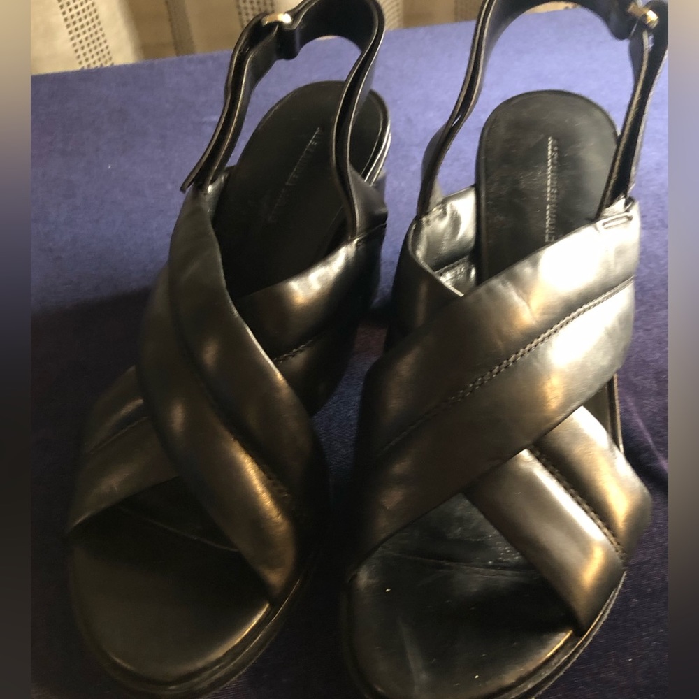 ALEXANDER WANG BLACK SANDALS CRISSCROSS PADDED STRAPS, BLOCK HEEL